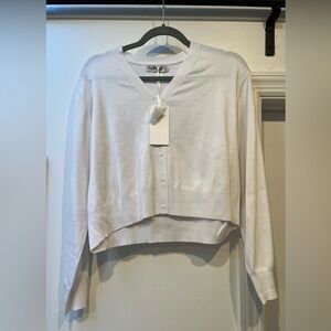 White V-Neck Button-Up Half Cardigan